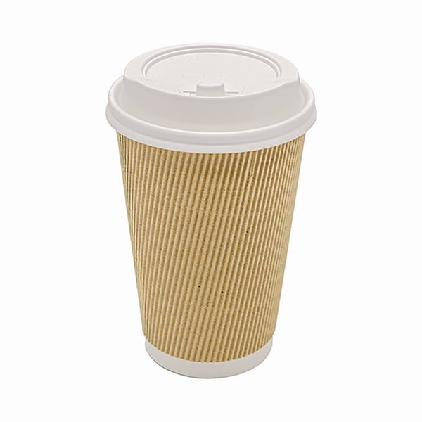 Ripple Hot Cups, 16 oz, Kraft/White, 500PK
